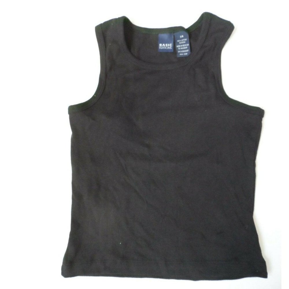 Basic Editions Girl's Tank Top, Black, Size: 7/8